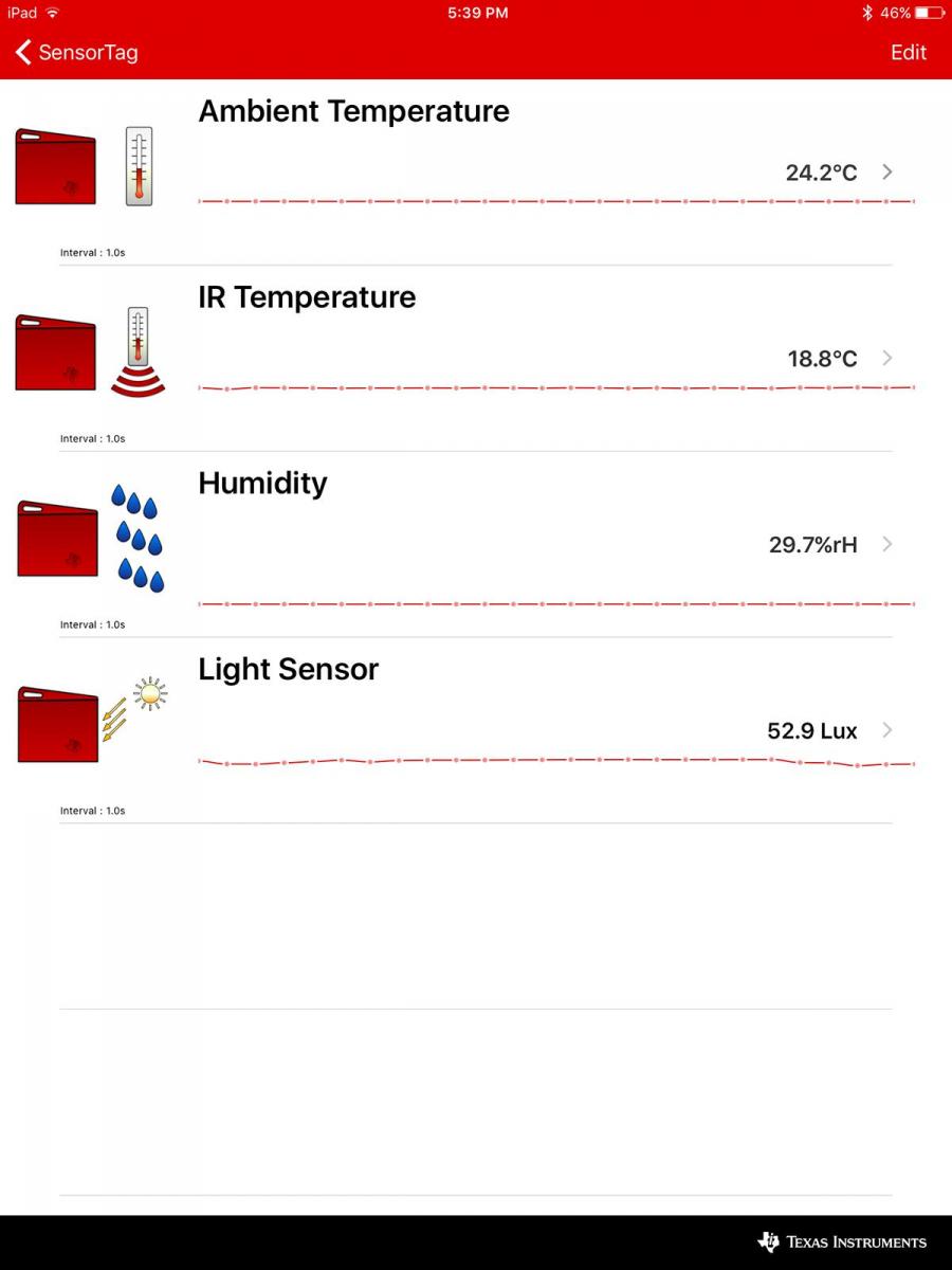 SensorTag iOS Screen grab